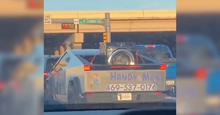 A Texas handyman strapped a working laundry dryer to the back of his Cybertruck and drove it around. Obviously, we had some questions.