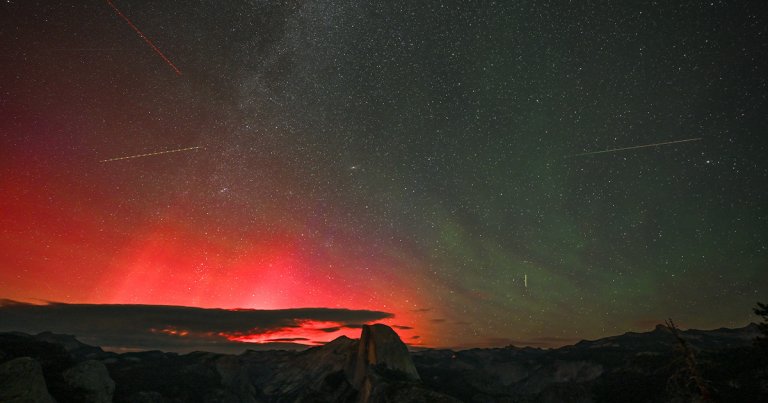 A power geomagnetic storm that hit Earth on Monday created beautiful auroras that lit up the night sky during the Perseids meteor shower.
