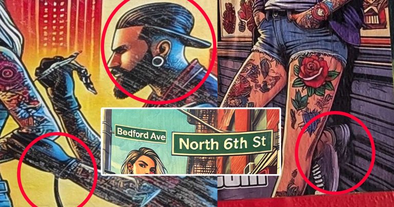 A tattoo parlor put bizarre AI-generated advertisements all over Brooklyn. We decided to get to the bottom of them.