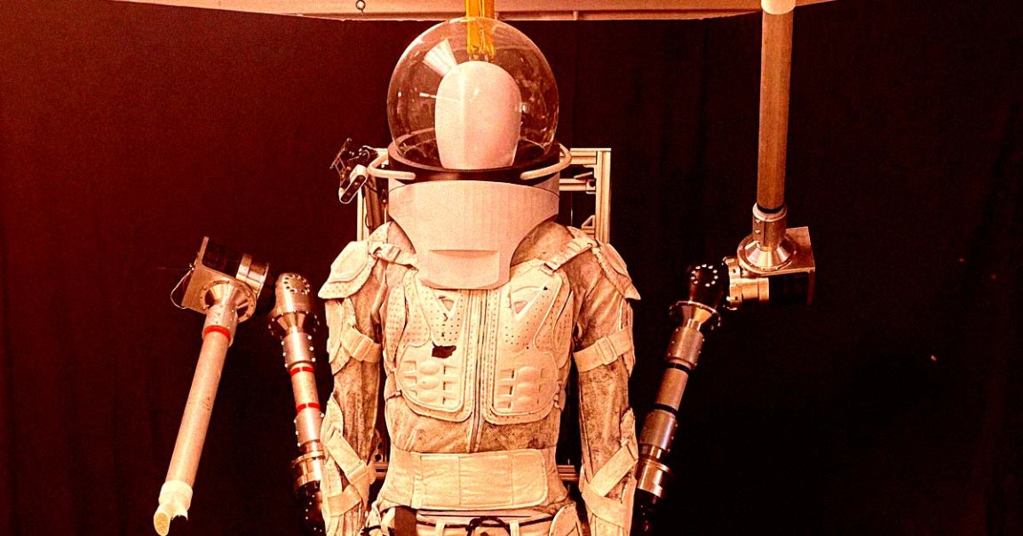 The robotic "SuperLimbs" attach to a spacesuit's backpack and can provide the extra push needed to recover from falls.