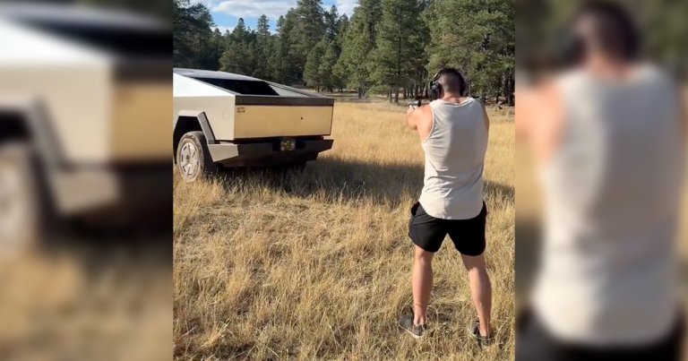 A viral video shows a man shooting a Cybertruck — and he appears quite distraught when the bullet appears to go clean through.