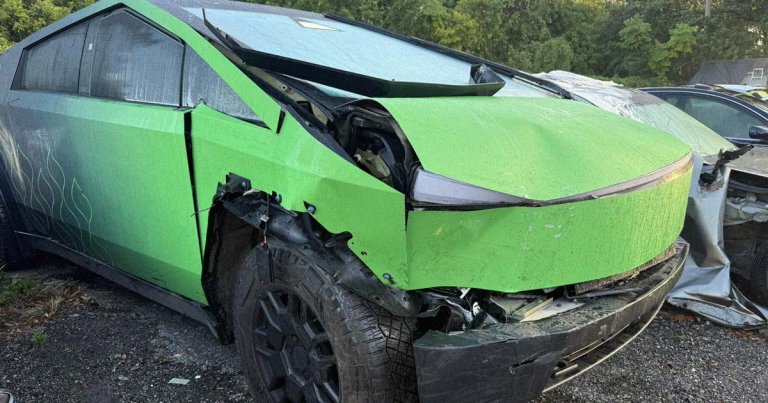 A vigilante, who rented a neon green Cybertruck on the carsharing app Turo, used the truck as a battering ram to stop an alleged porch pirate.