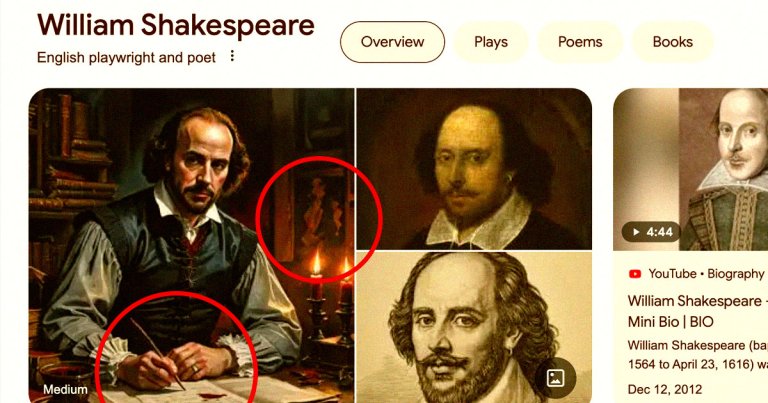 The Top Image of William Shakespeare on Google is Lazy AI Slop