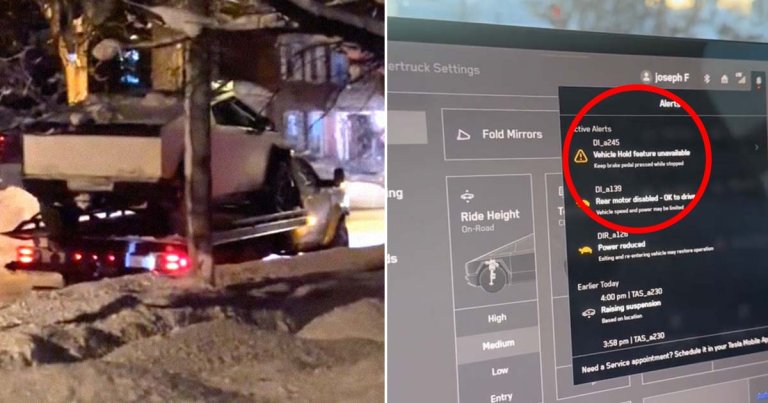 After discovering that his Cybertruck had a fatal flaw, one of the motors gave out completely, and had to be towed.