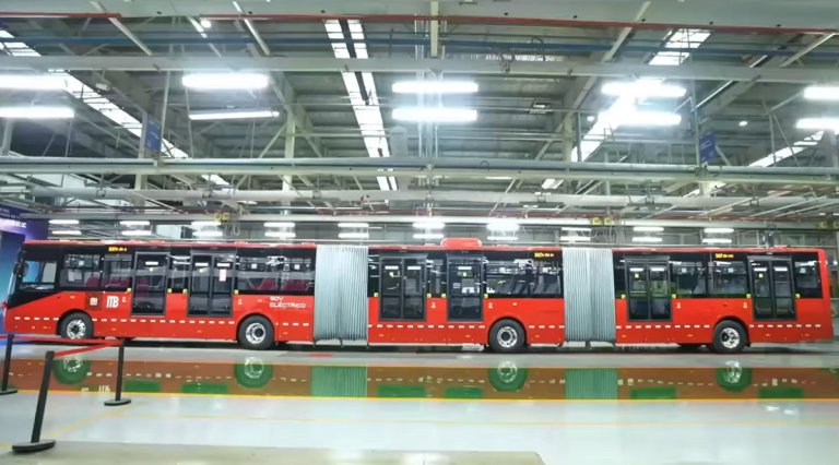 A Chinese company has unveiled a massive new 85-foot electric bus, said to be a world's first in transit infrastructure.