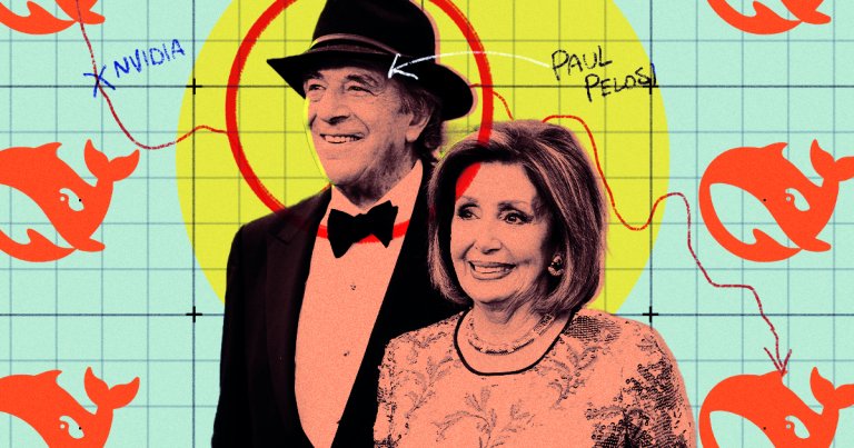 Nancy Pelosi stands next to Paul Pelosi