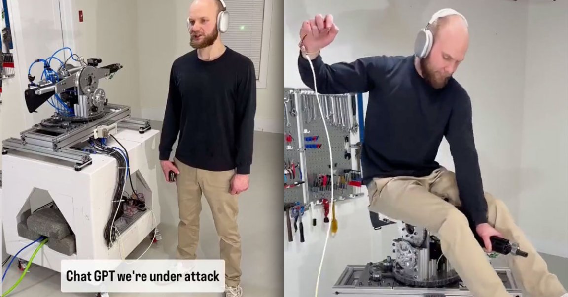 An engineer who goes by STS 3D has invented an AI-powered robot that can aim a rifle at terrifying speeds.