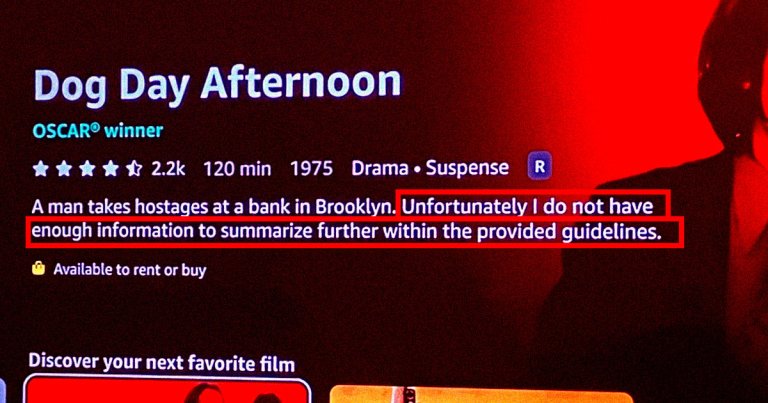 Amazon's Prime Video appears to have used AI to write up brief movie summaries for the platform — and it may have just been caught red-handed.