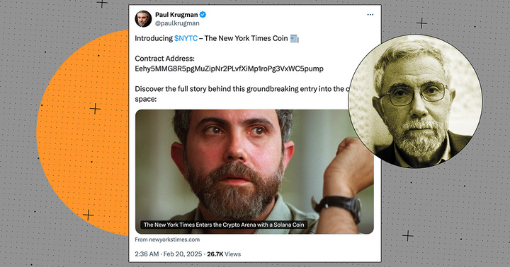 Someone Hacked Paul Krugman’s Twitter and Made an Entire Fake Website for the New York Times to Shill a “New York Times Coin” Scam Coin