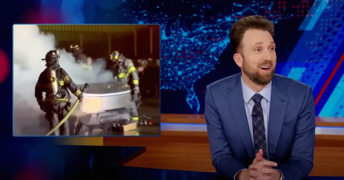 TV studio audience erupted into cheers after "The Daily Show" aired footage about arsonists setting Cybertrucks on fire.