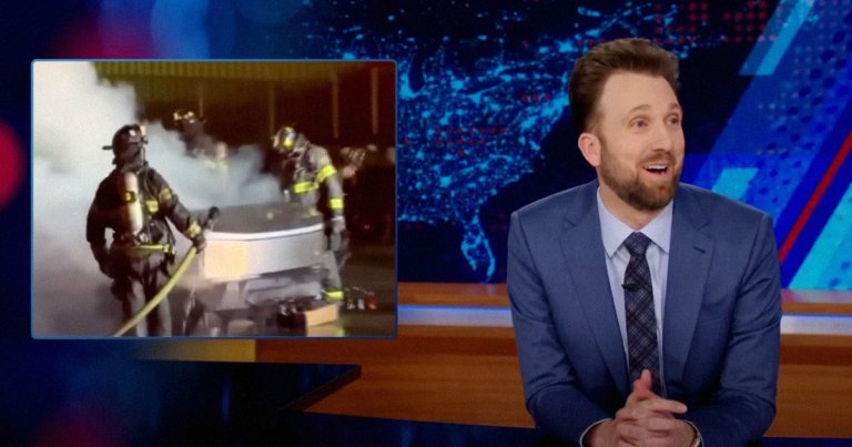 TV studio audience erupted into cheers after "The Daily Show" aired footage about arsonists setting Cybertrucks on fire.