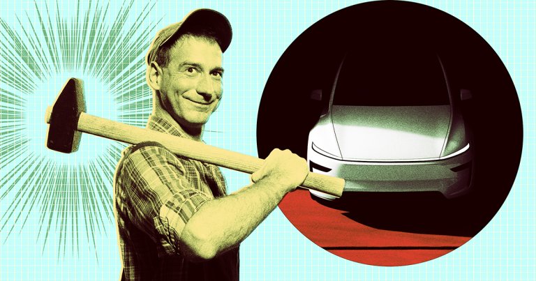 An investor-turned-dispensary-owner is considering letting customers smash her spare Tesla on 4/20 with sledgehammers.
