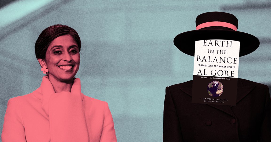 In an Instagram video, second lady Usha Vance was spotted sitting in front of a shelf that featured a decidedly non-conservative book.