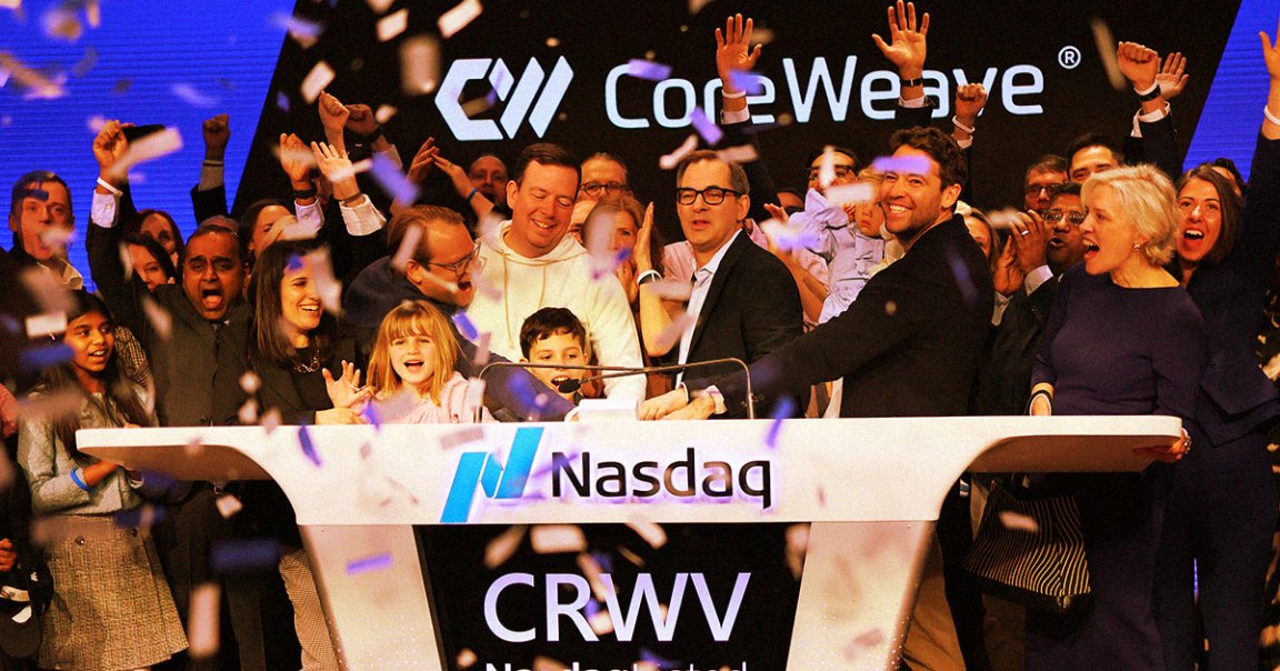 Coreweave's stock seemingly shook off the gloom and spiked over 20 percent before settling around 18 percent by midday.