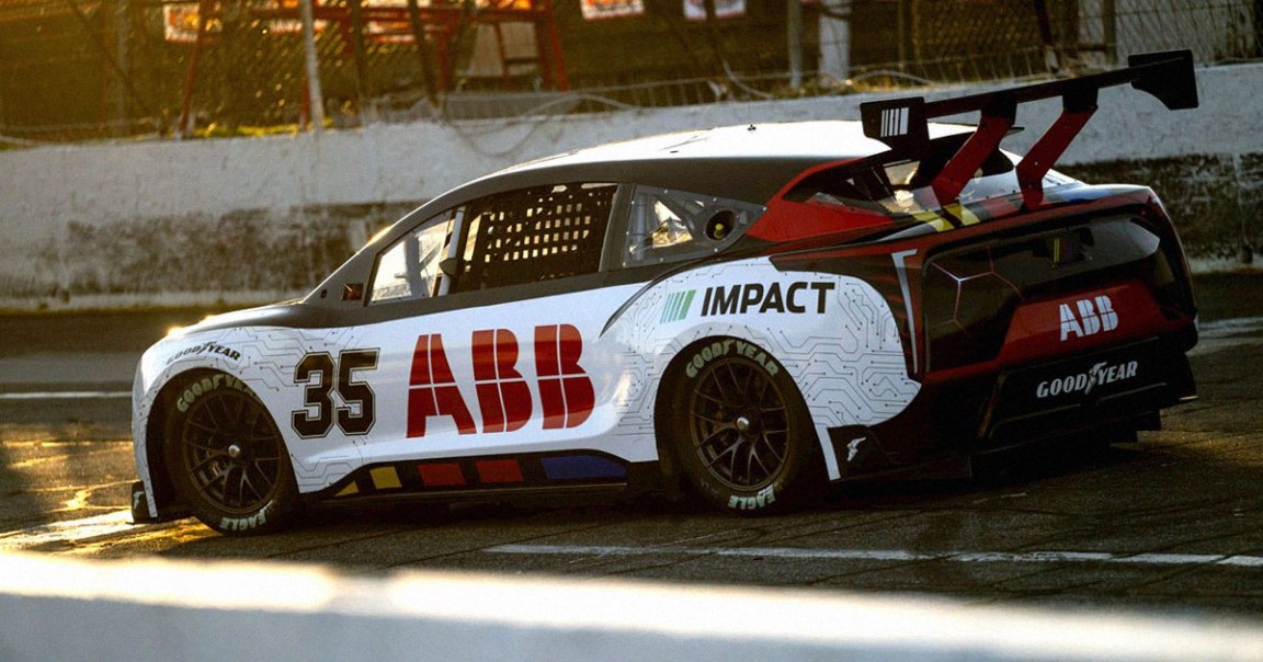 A flashy new advertisement by engineering company ABB shows off a sleek, all-electric NASCAR racecar.