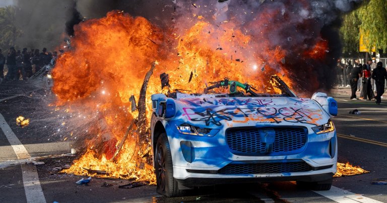 Waymo shut down service to parts of Los Angeles after people, protesting immigration crackdowns, vandalized the vehicles.