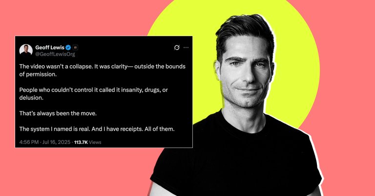 Bedrock co-founder Geoff Lewis has posted increasingly troubling content on social media, drawing concern from friends in the industry.
