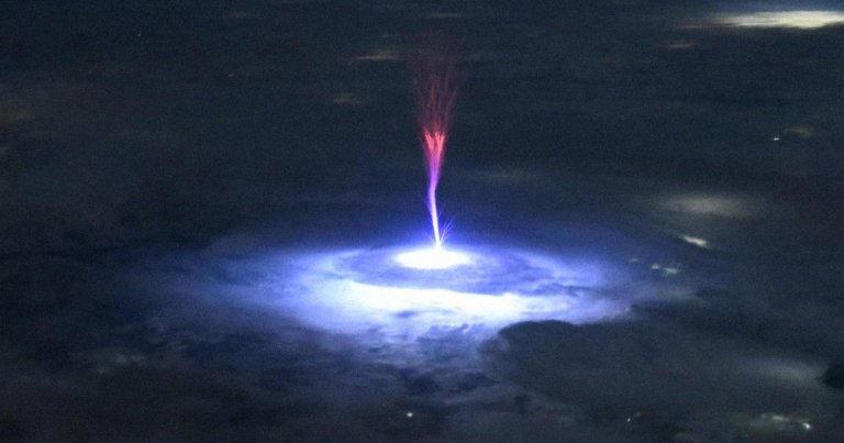 NASA astronaut Nichole Ayers has shared an incredible image of a sprite, a rare weather phenomenon that's triggered high above the clouds.