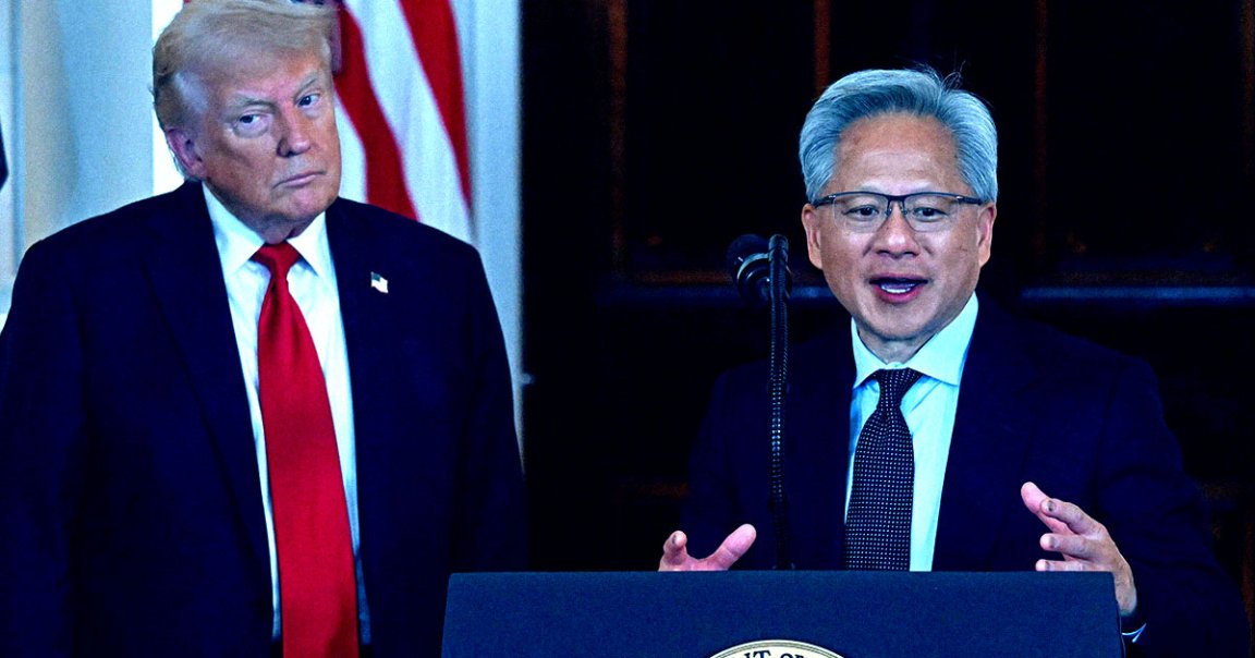 Trump admitted he had no idea what Nvidia was while giving a speech about his "AI Action Plan" and standing next to CEO Jensen Huang.