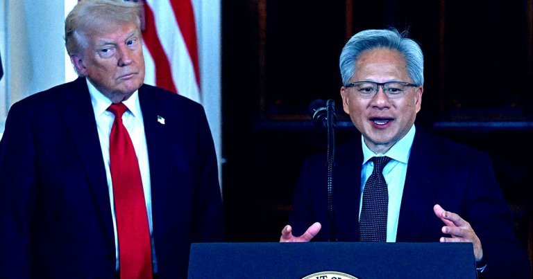 Trump admitted he had no idea what Nvidia was while giving a speech about his "AI Action Plan" and standing next to CEO Jensen Huang.