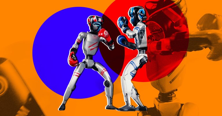Two pint-sized robots were seen boxing at an AI conference in Shanghai, and we've gotta say, they're pretty cool.