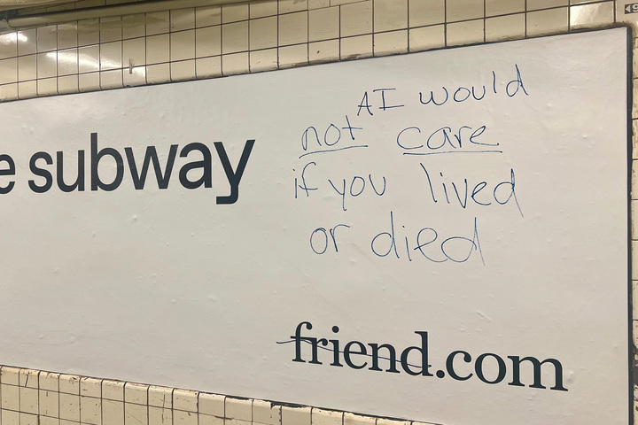 An AI startup called friend has plastered the New York City subway system in advertisements -- and furious riders are vandalizing them.