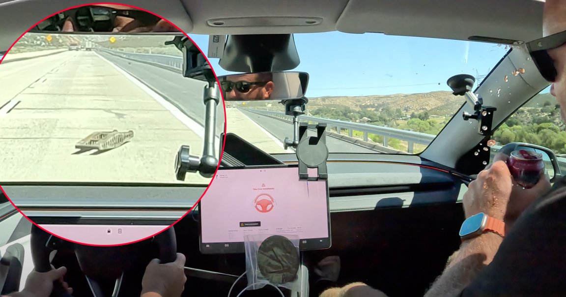 The vehicle seemingly failed to recognize a pretty clear obstacle on the highway — and so much the worse for the Tesla fans' roadtrip.