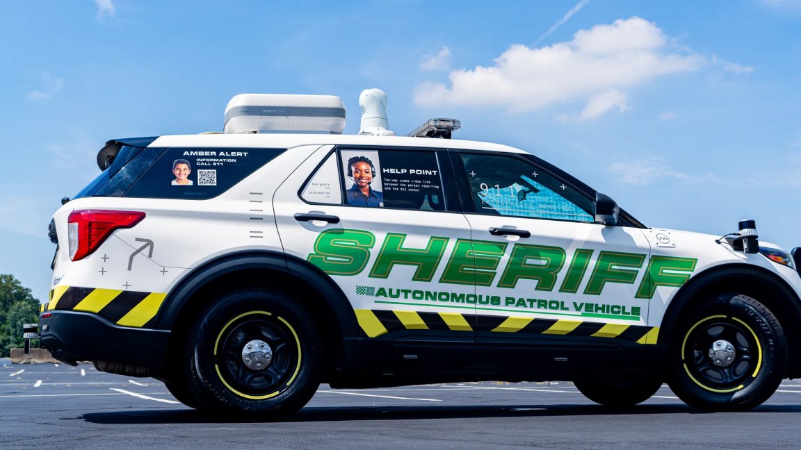 The self-driving squad car is rolling out as part of a year-long trial in coordination with the non-profit Policing Lab.