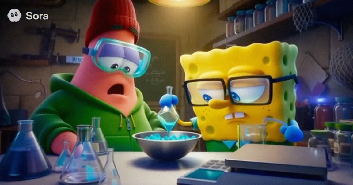 In a video that went viral, a clip shows Nickelodeon's SpongeBob SquarePants cooking up meth, raising copyright concerns.
