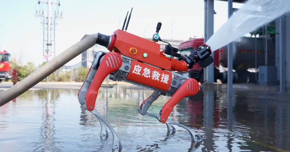 Chinese company Unitree is unleashing robotic dogs to fight fires in all kinds of real-world disaster scenarios.
