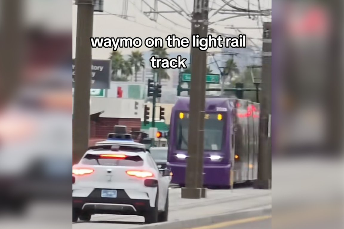 A viral video shows a passenger ditching his Waymo robotaxi as it drives dangerously close to an oncoming railcar.