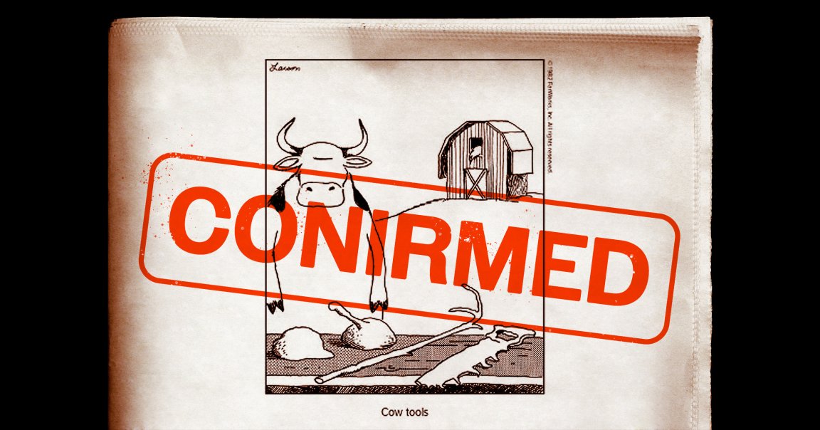 Scientists say they’ve observed the first ever verified case of a cow using tools, vindicating a decades-old comic strip.
