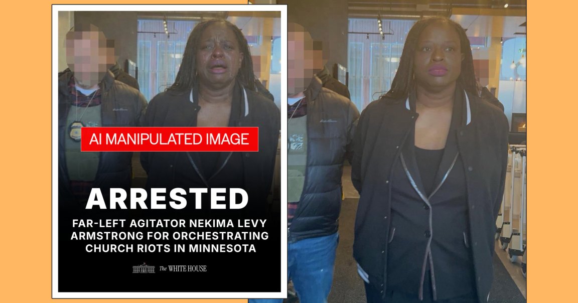 The White House published an image on X featuring an AI-altered image of an ICE protester crying during her arrest.