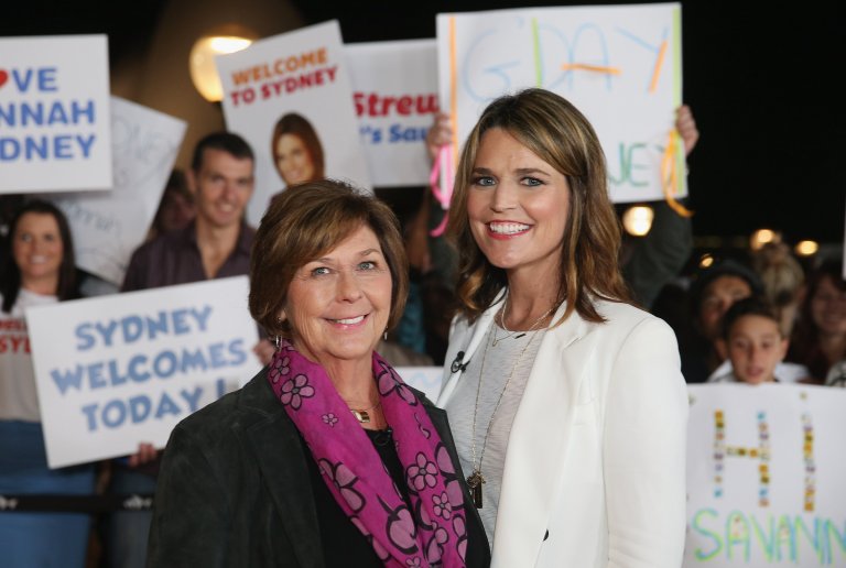Savannah Guthrie and Nancy Guthrie pose smiling at the camera.