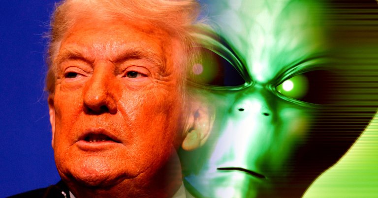 President Donald Trump has plenty of work to do to distract from a growing list of crises. His next carrot on a stick: aliens.