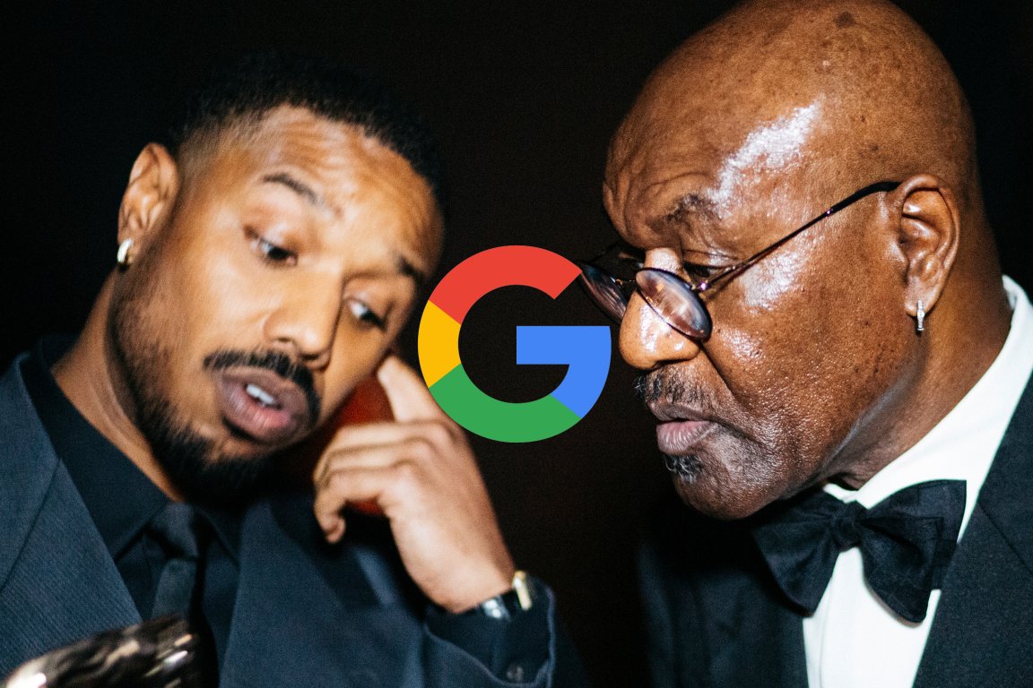 Michael B. Jordan and Delroy Lindo are shown with the Google logo.