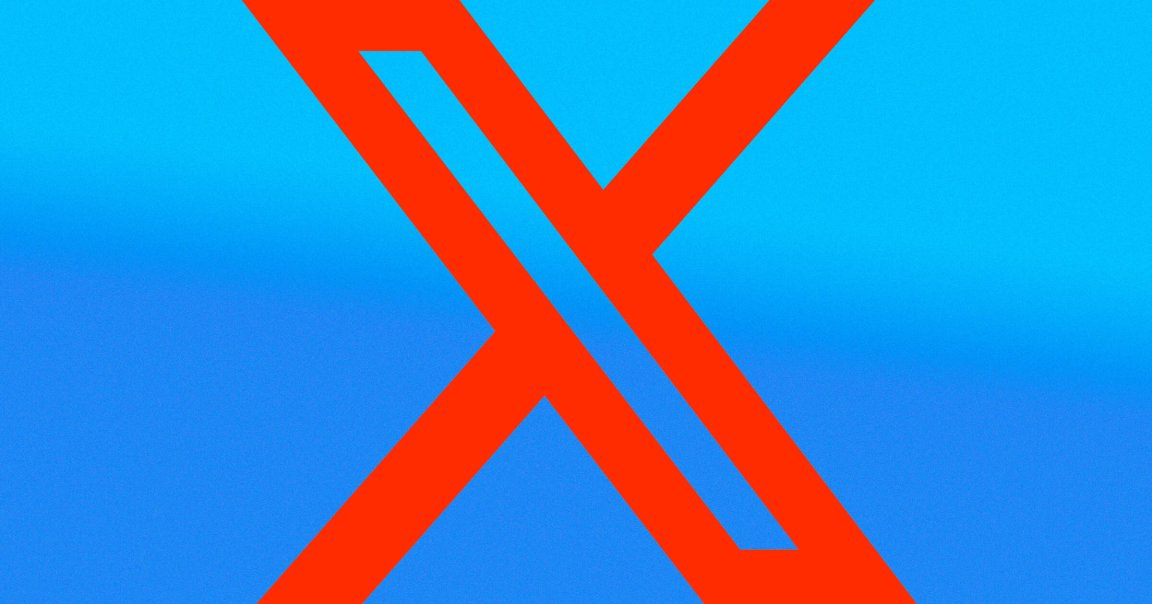 The X logo is centered against a gradient blue background that transitions from a lighter blue at the top to a deeper blue at the bottom.