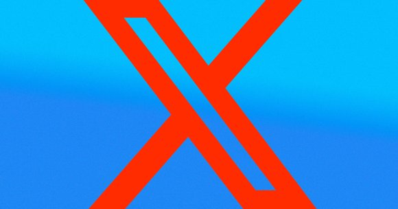 The X logo is centered against a gradient blue background that transitions from a lighter blue at the top to a deeper blue at the bottom.