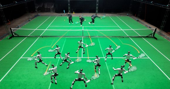 Chinese AI robotics company Galbot has designed software that teaches a Unitree G1 humanoid robot how to playing tennis.