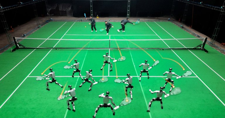 Chinese AI robotics company Galbot has designed software that teaches a Unitree G1 humanoid robot how to playing tennis.