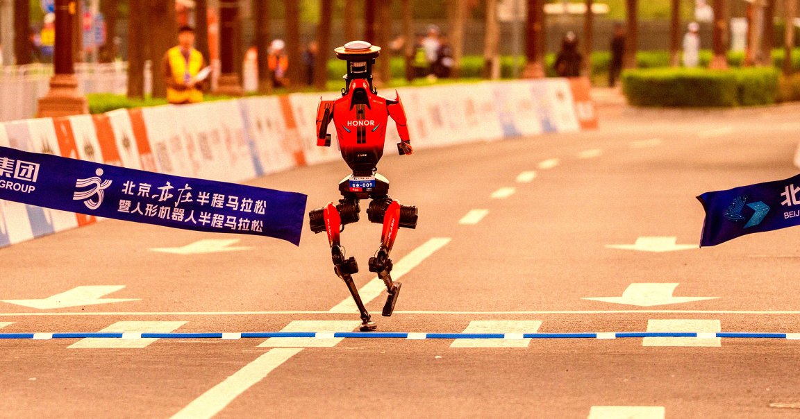 The winning robot of this year's humanoid robot half-marathon in China beat the human record holder by several minutes.