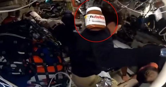 A lone jar of Nutella could be seen floating through the cabin of NASA's Moon astronauts minutes before they set an important record.