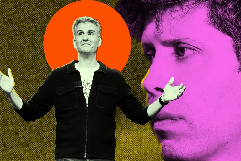 An illustration shows OpenAI CEO Sam Altman and Disney CEO Josh D'Amaro.