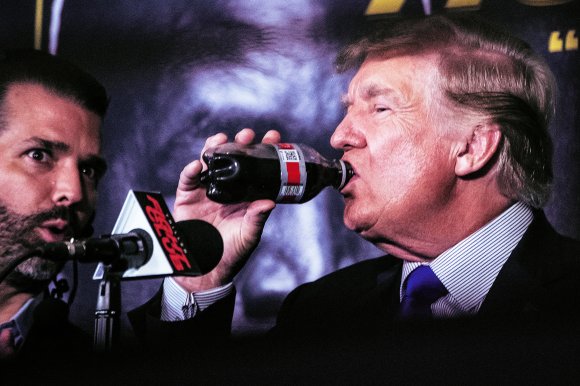 President Donald Trump sipping Diet Coke.