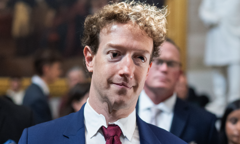 Meta CEO Mark Zuckerberg is shown with a melting effect on his face.
