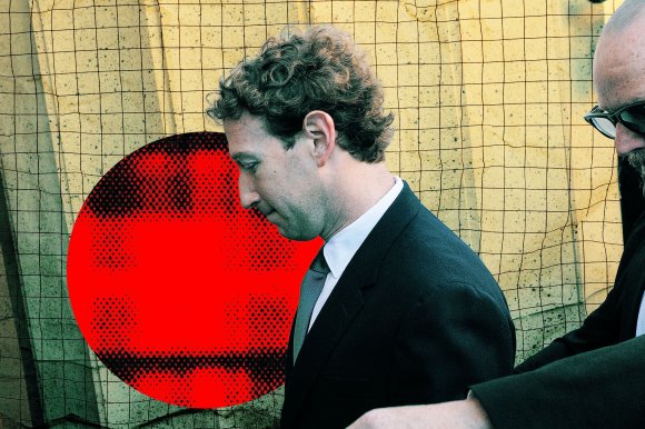 A stylized photo illustration featuring Meta CEO Mark Zuckerberg.