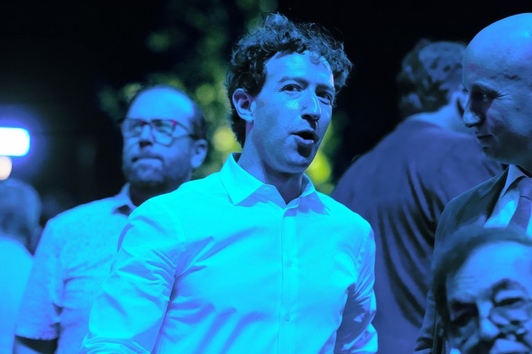A color treated photograph of Meta CEO Mark Zuckerberg attending the UFC Freedom 250 event on the South Lawn at the White House.