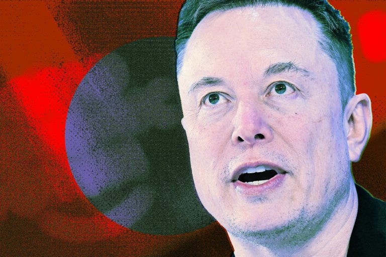 A photo illustration featuring a photograph of Elon Musk.