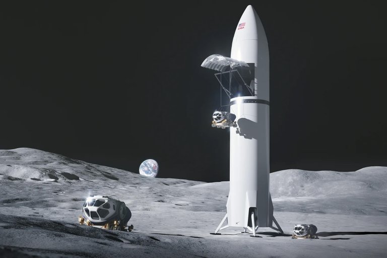 Early conceptual renderings of cargo variants of human lunar landing systems from NASA’s provider SpaceX.