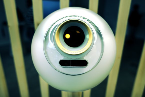 Photograph featuring one of the eye-scanning orbs from Sam Altman's Tools for Humanity.